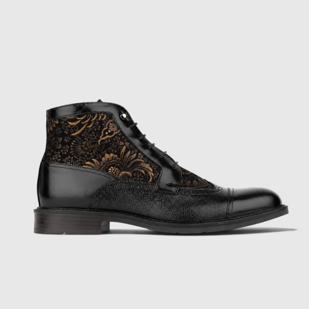 Weston | Men's faux leather Toe-Cap Ankle Boots - Zip-Up Brogue Dress Boots