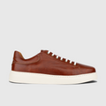 Edmund | Men's faux leather Trainers - Brown Low-Top Trainers with White Sole