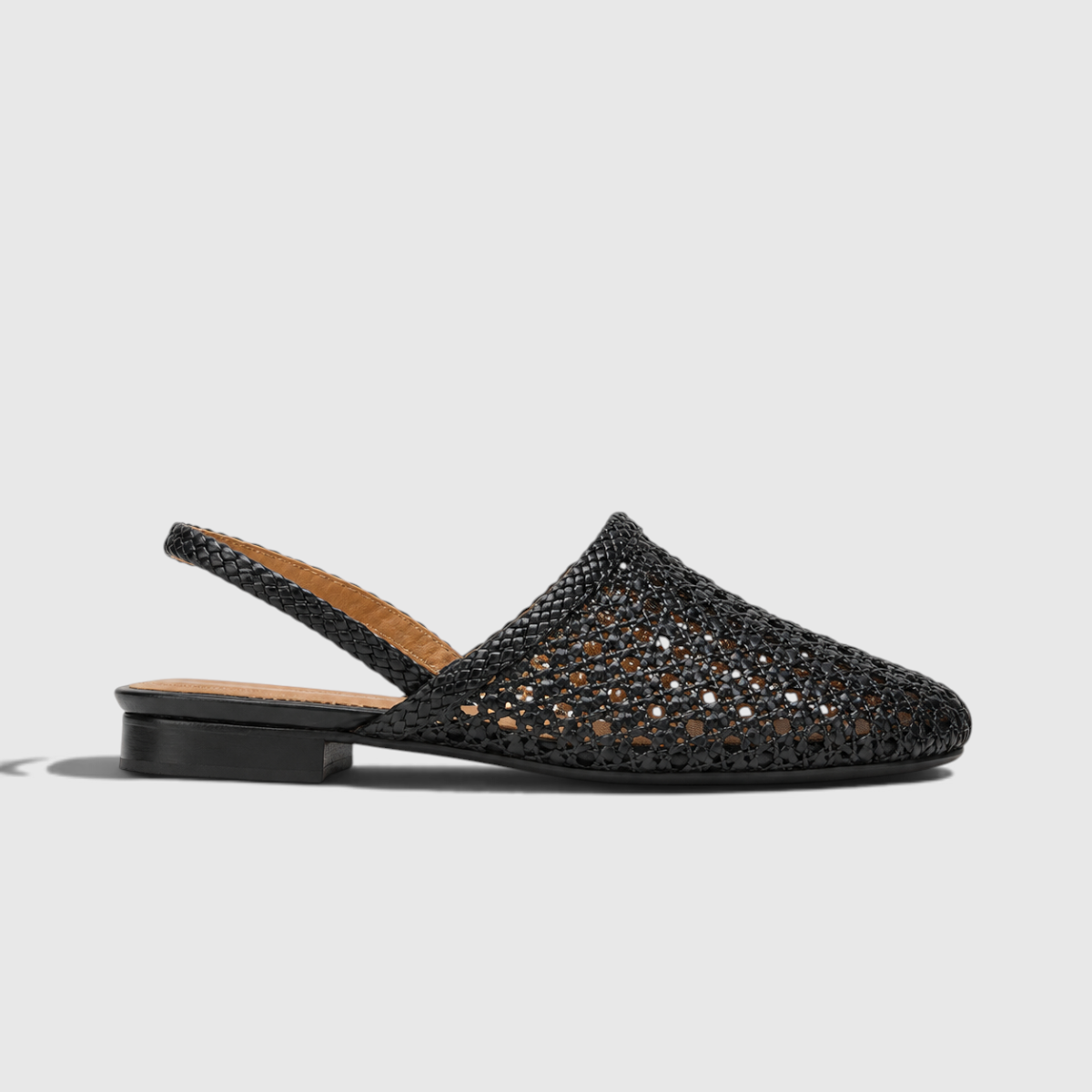 Millie | Women's Woven Mesh Slingback Flats - Low Block Heel Summer Shoes