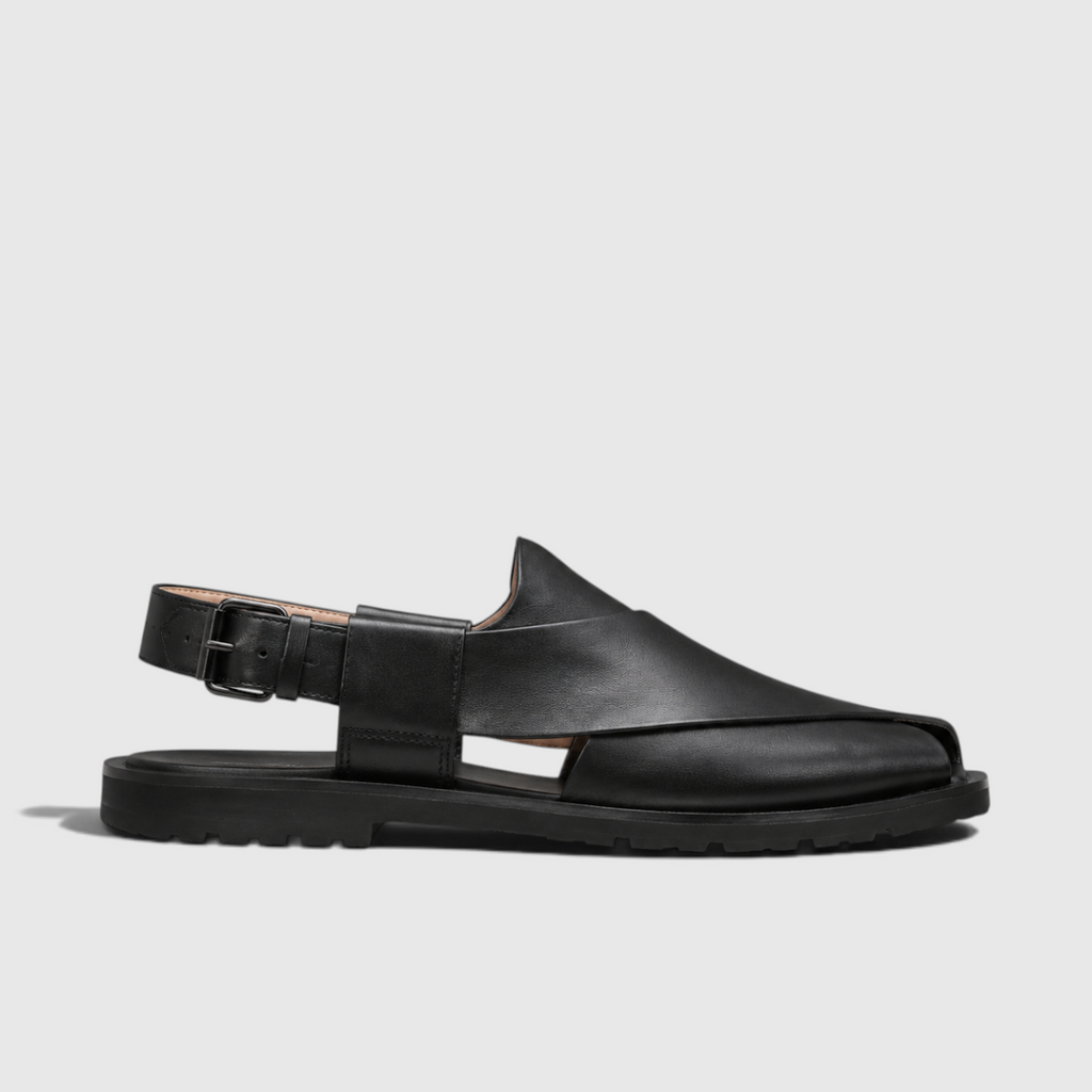 Kenneth | Men's Faux Leather Peshawari Sandals - Cross-Over Strap Ethnic Sandals
