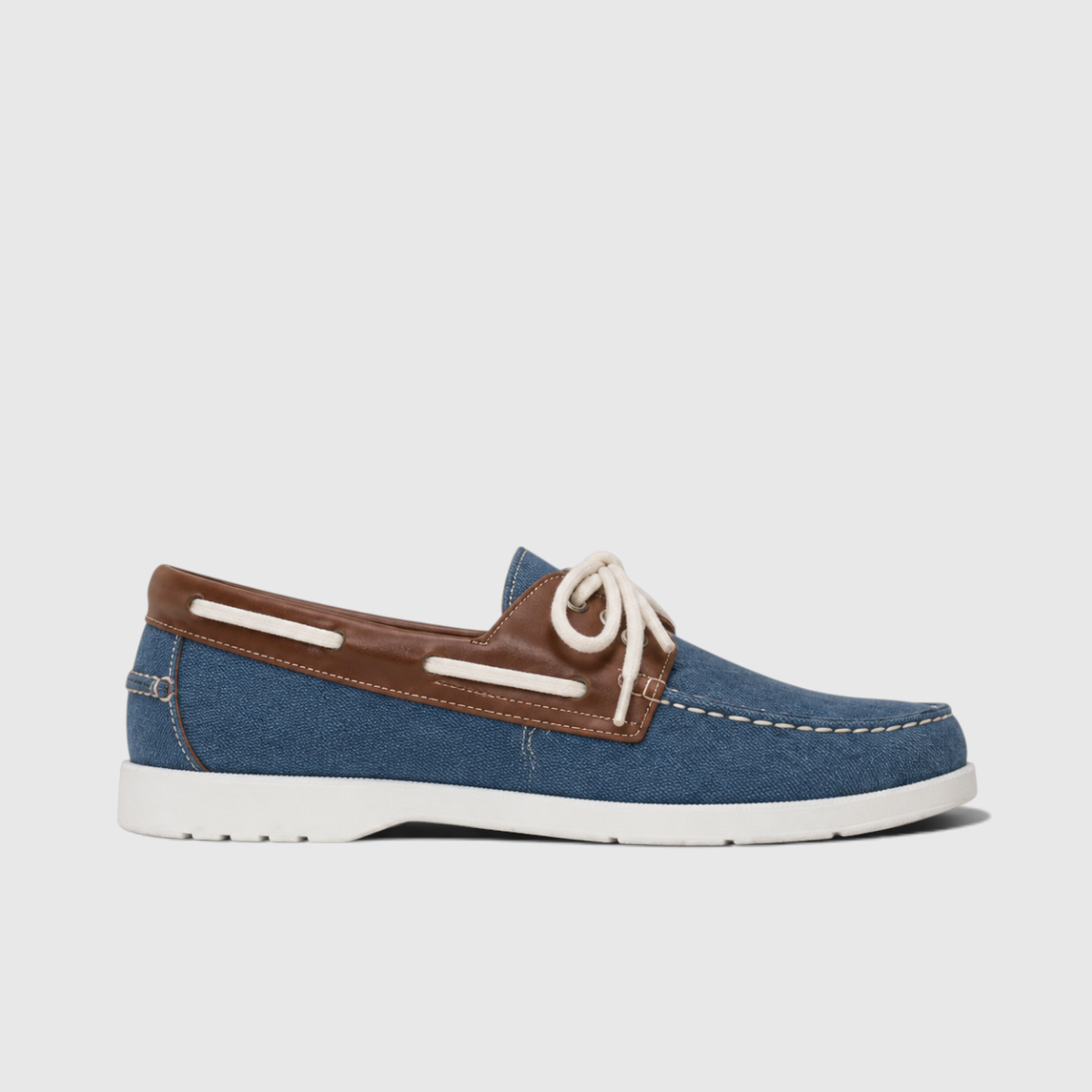 Hudson | Men's Lace-Up Boat Shoes - Flat Sole Deck Shoes with Contrast Stitching