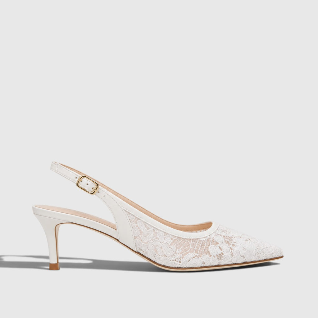 Nadia | Women's Lace-Inspired Slingback Heels - Pointed-Toe Slim Heel Court Shoes