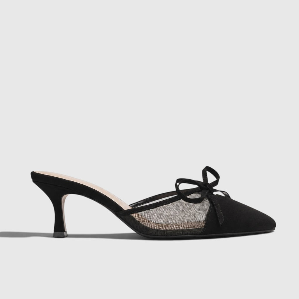 Verena | Women's Pointed-Toe Slingback Heels - Bow Detail Stiletto Court Shoes