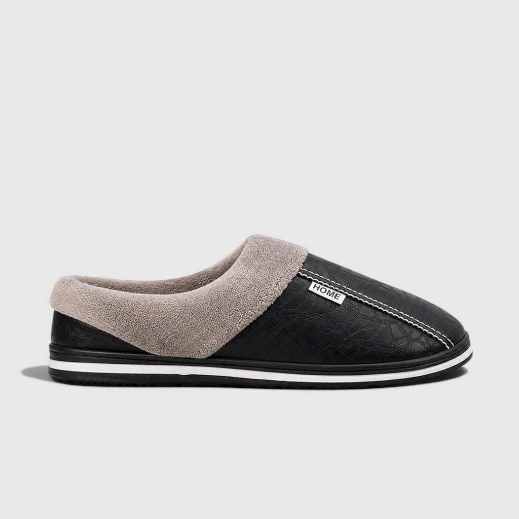Herbert | Men's Leather-Look Cushioned Slides - Comfort Home & Poolside Sliders