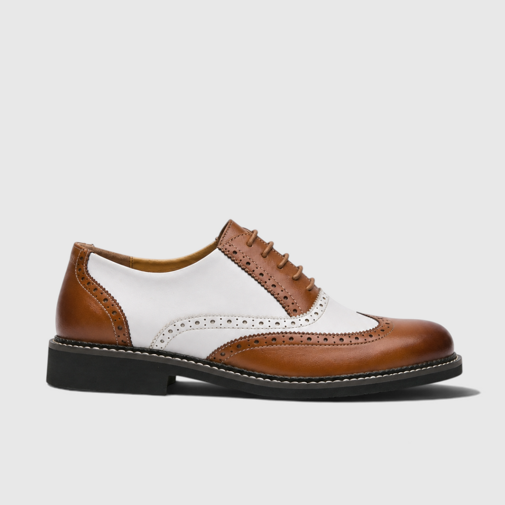 Harold | Men's faux leather Brogue Dress Shoes - Two-Tone Lace-Up Style