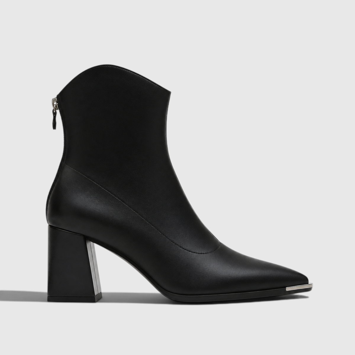 Agatha | Women's Pointed-Toe Ankle Boots - Chrome-Tip Slip-On Boots