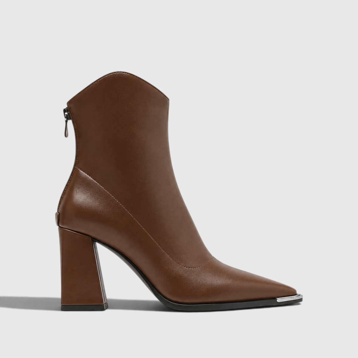 Agatha | Women's Pointed-Toe Ankle Boots - Chrome-Tip Slip-On Boots