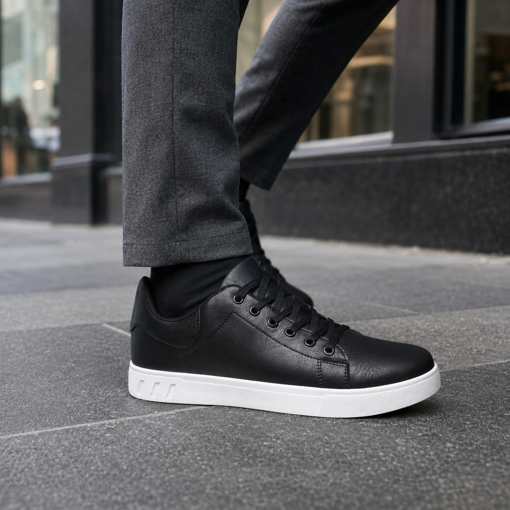 Noah | Men's Casual Leather Sneakers – Minimalist Lace-Up Low-Top Everyday Trainers