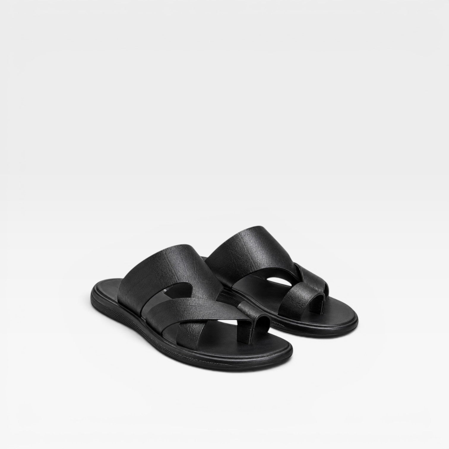 Marcus | Men's Leather-Look Toe-Loop Slide Sandals - Backless Slip-On Sandals