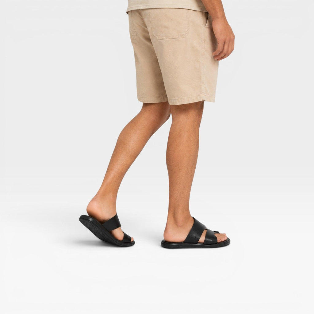 Marcus | Men's Leather-Look Toe-Loop Slide Sandals - Backless Slip-On Sandals