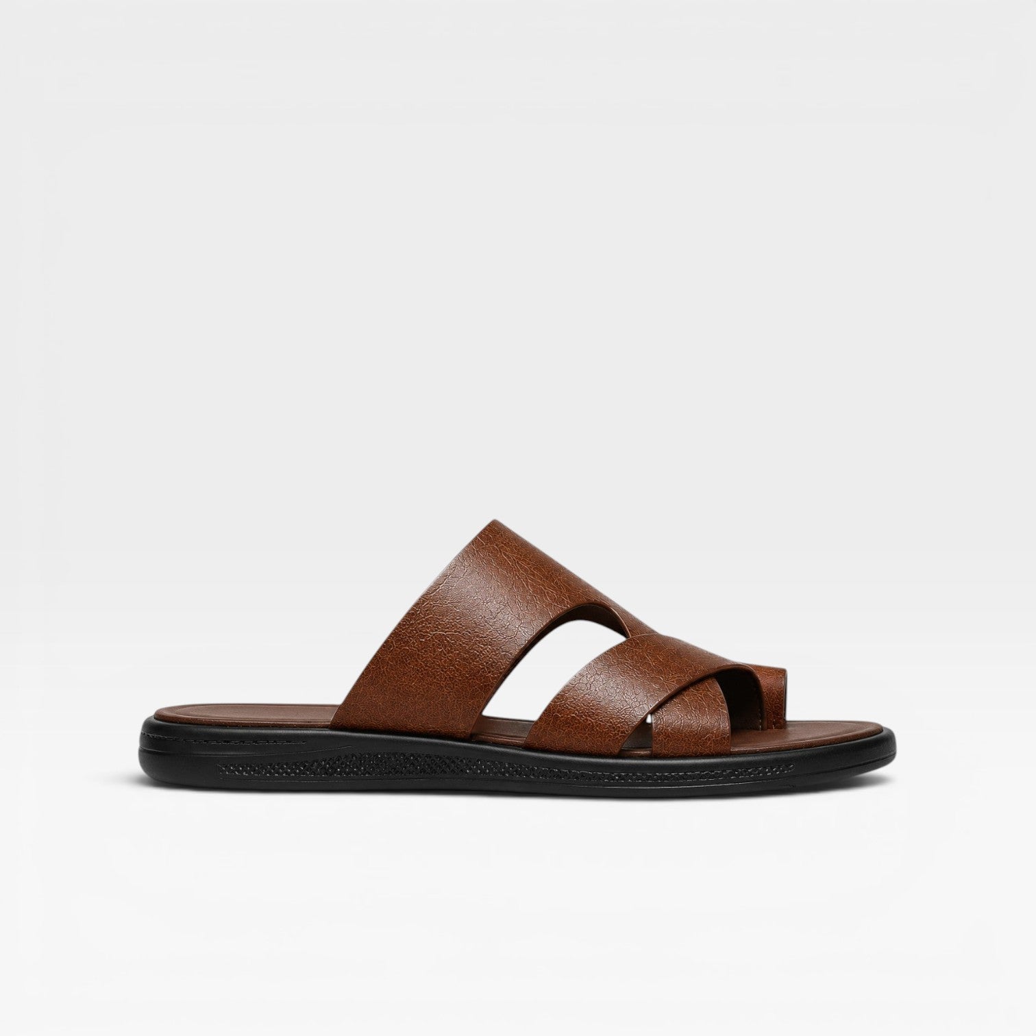 Marcus | Men's Leather-Look Toe-Loop Slide Sandals - Backless Slip-On Sandals