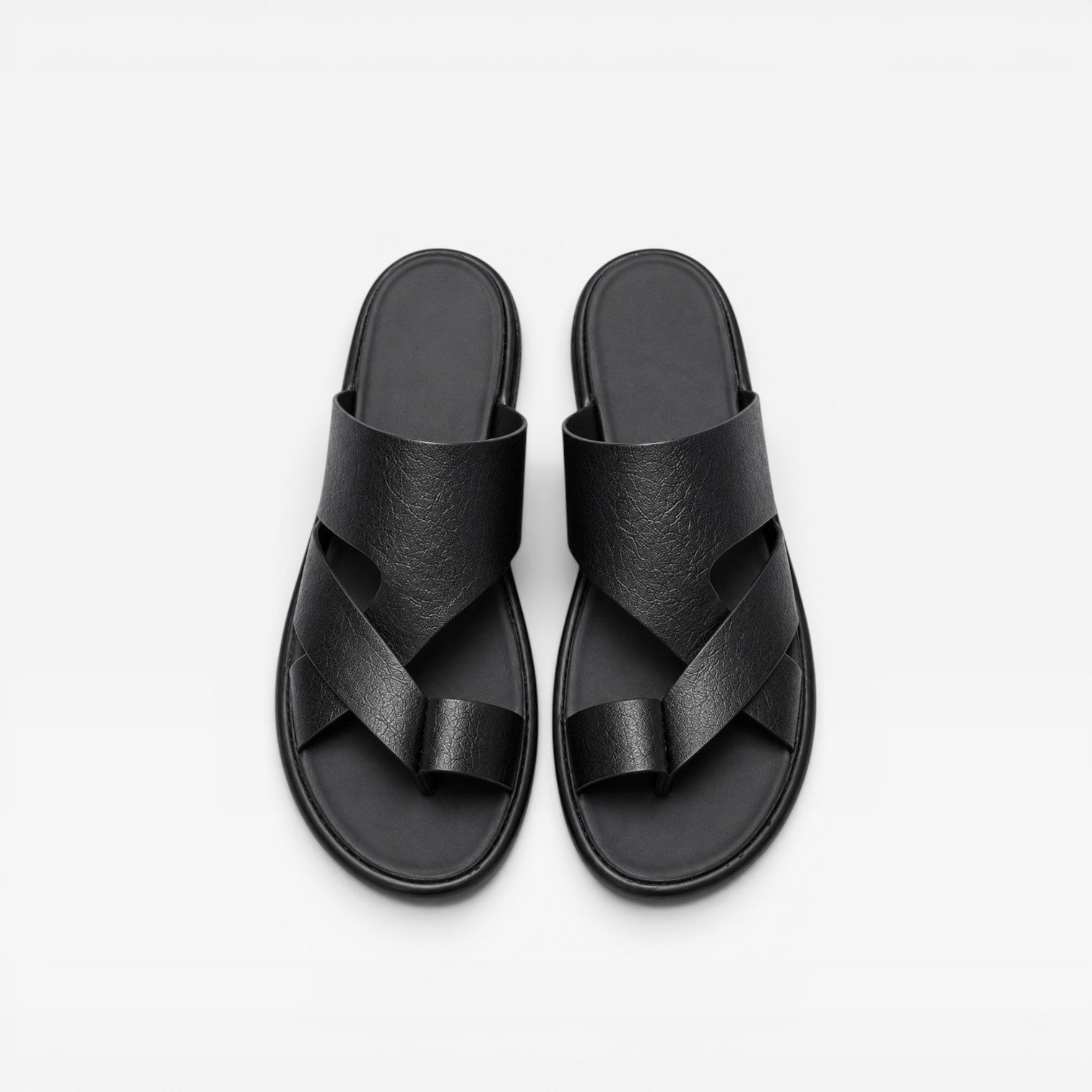 Marcus | Men's Leather-Look Toe-Loop Slide Sandals - Backless Slip-On Sandals
