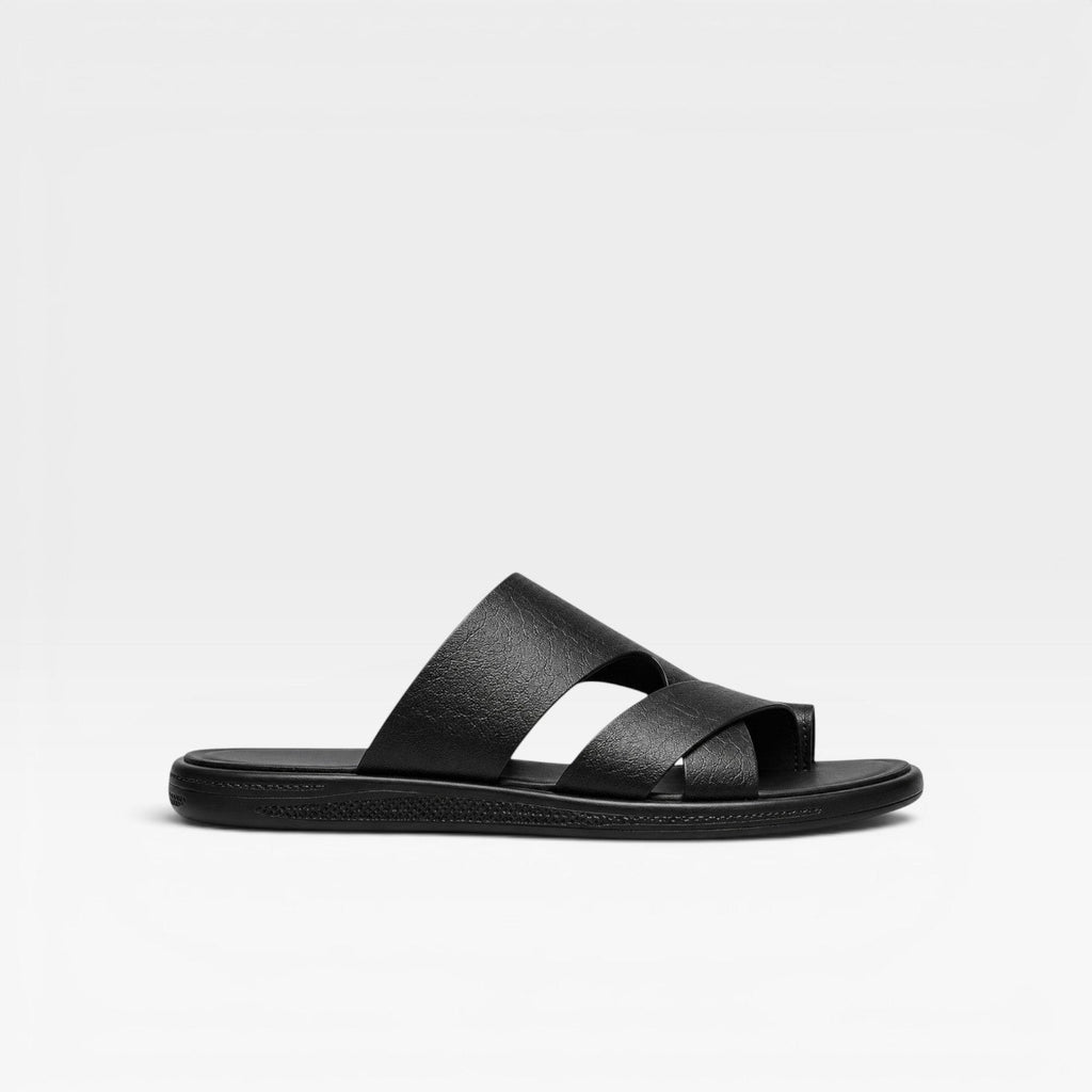 Marcus | Men's Leather-Look Toe-Loop Slide Sandals - Backless Slip-On Sandals