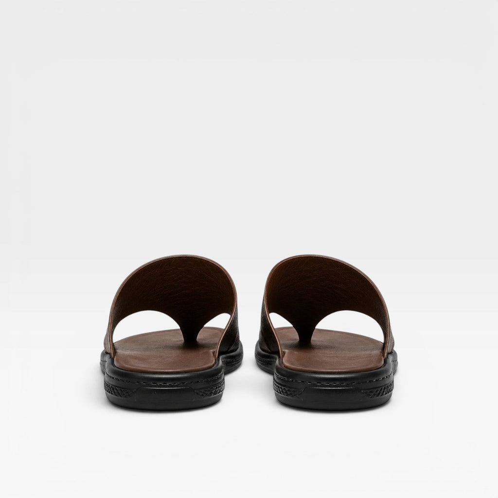Marcus | Men's Leather-Look Toe-Loop Slide Sandals - Backless Slip-On Sandals