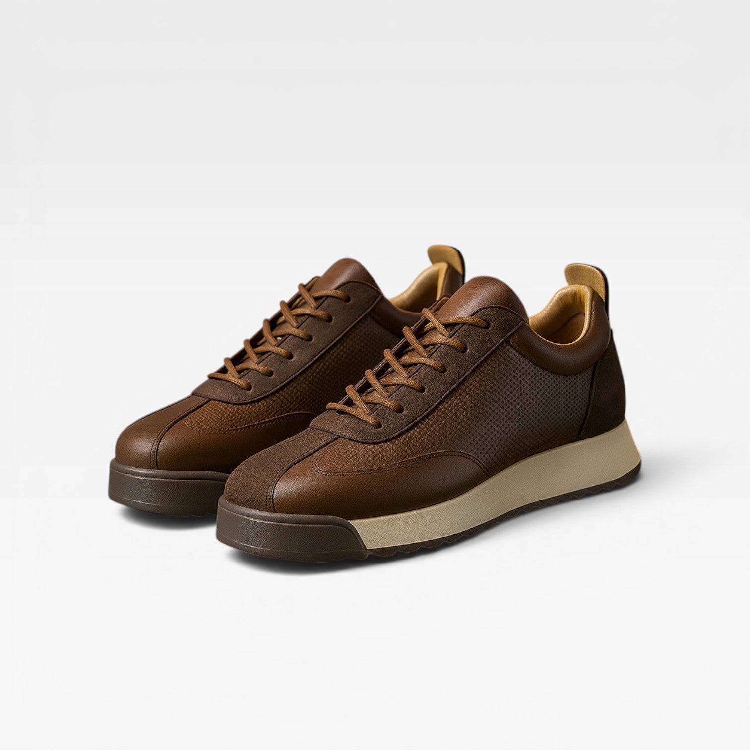 Henry | Men's Cowhide Leather Trainers – Classic Lace-Up Casual Sneakers