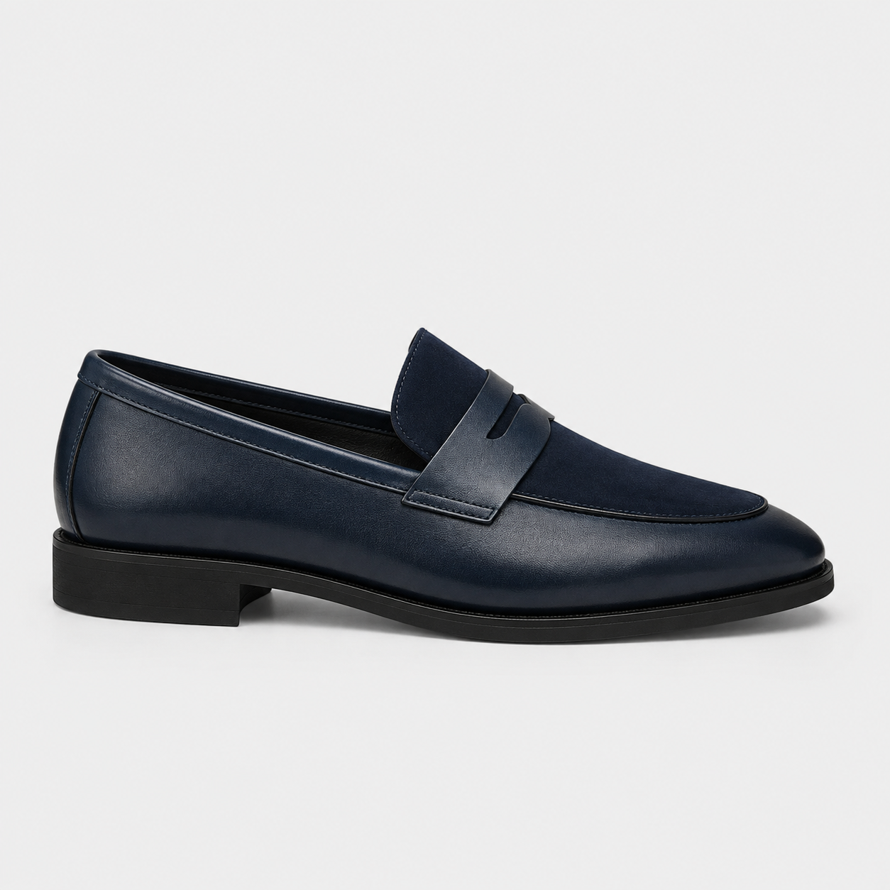 Percy | Men's Leather-look Penny Loafers - Smart Casual Slip-On Shoes
