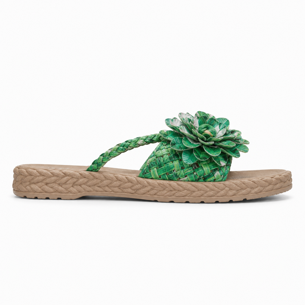 Sadie | Women's Floral Platform Sandals - Woven Strap Slip-On Sandals