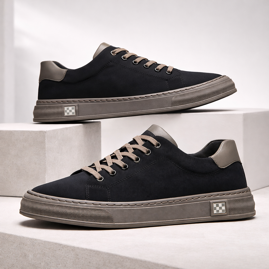 Jasper | Men's Canvas Low-Top Trainers - Stitched Everyday Sneakers