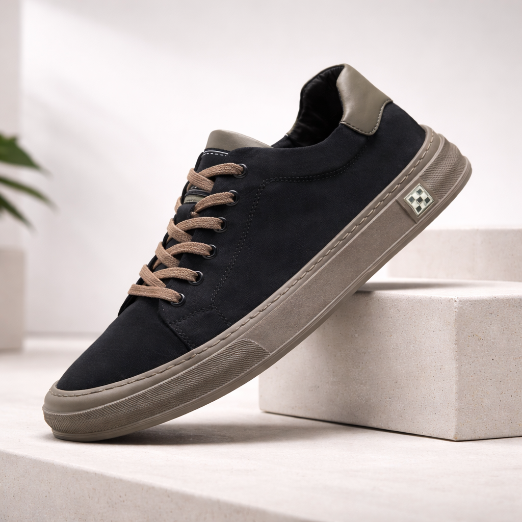 Jasper | Men's Canvas Low-Top Trainers - Stitched Everyday Sneakers