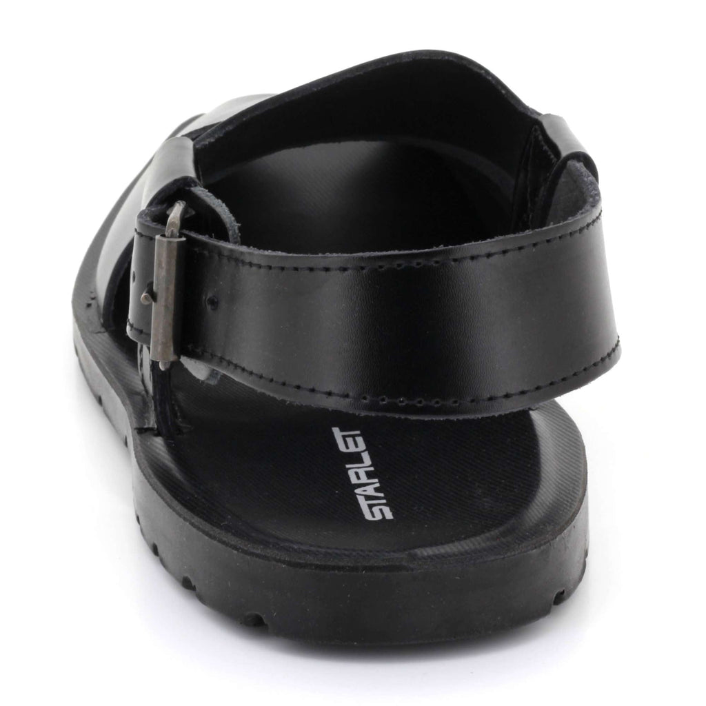 Kenneth | Men's Faux Leather Peshawari Sandals - Cross-Over Strap Ethnic Sandals