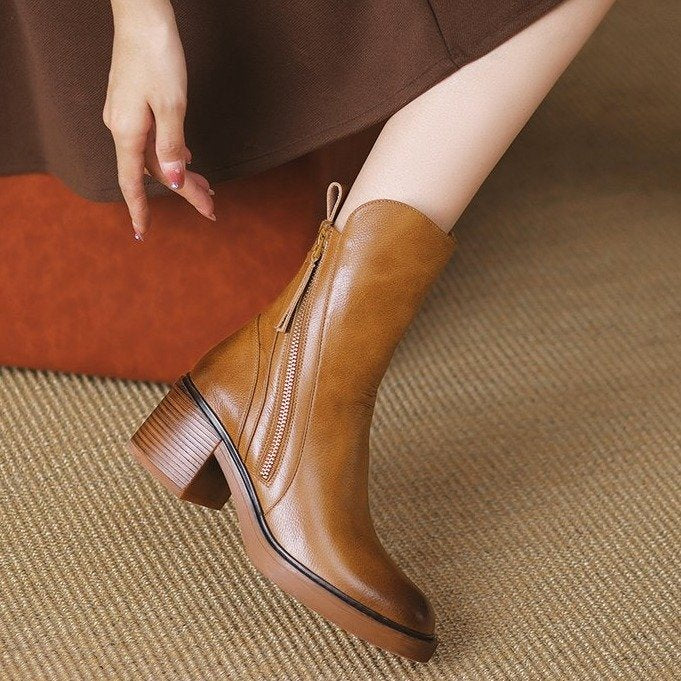 Miranda | Women's faux leather Ankle Boots - Side-Zip Smart Casual Boots