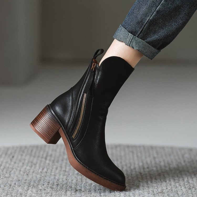 Miranda | Women's faux leather Ankle Boots - Side-Zip Smart Casual Boots
