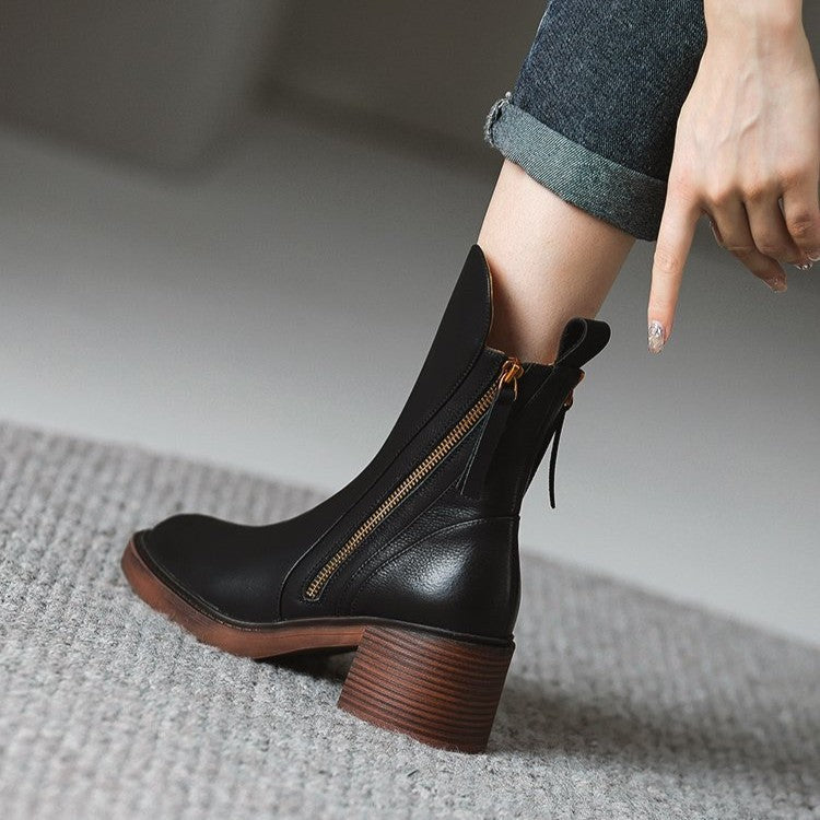 Miranda | Women's faux leather Ankle Boots - Side-Zip Smart Casual Boots
