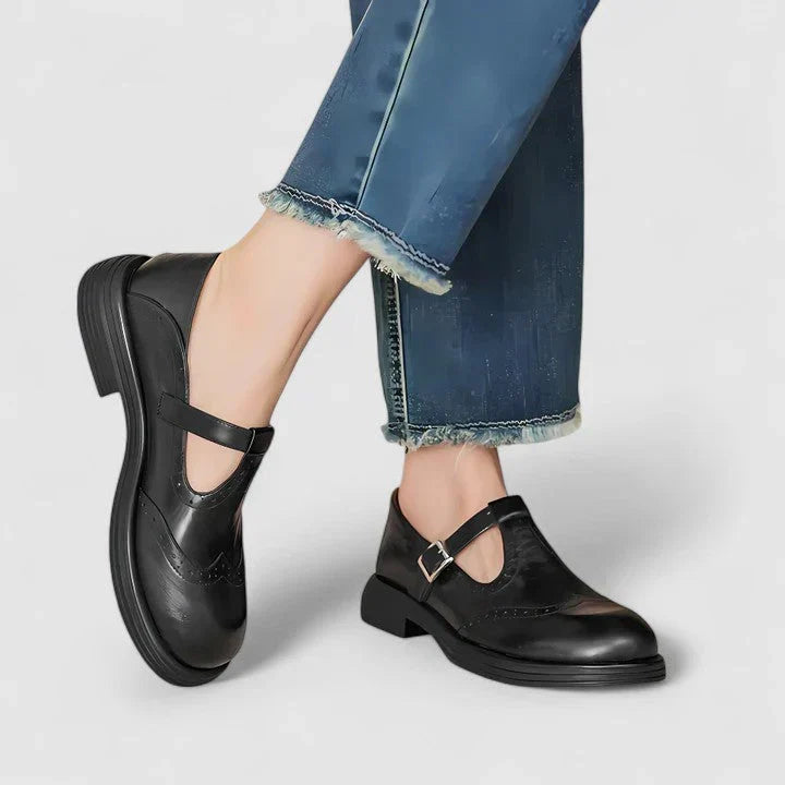 Tabitha | Women's Leather-look T-Strap Ankle Boots - Everyday Casual Boots