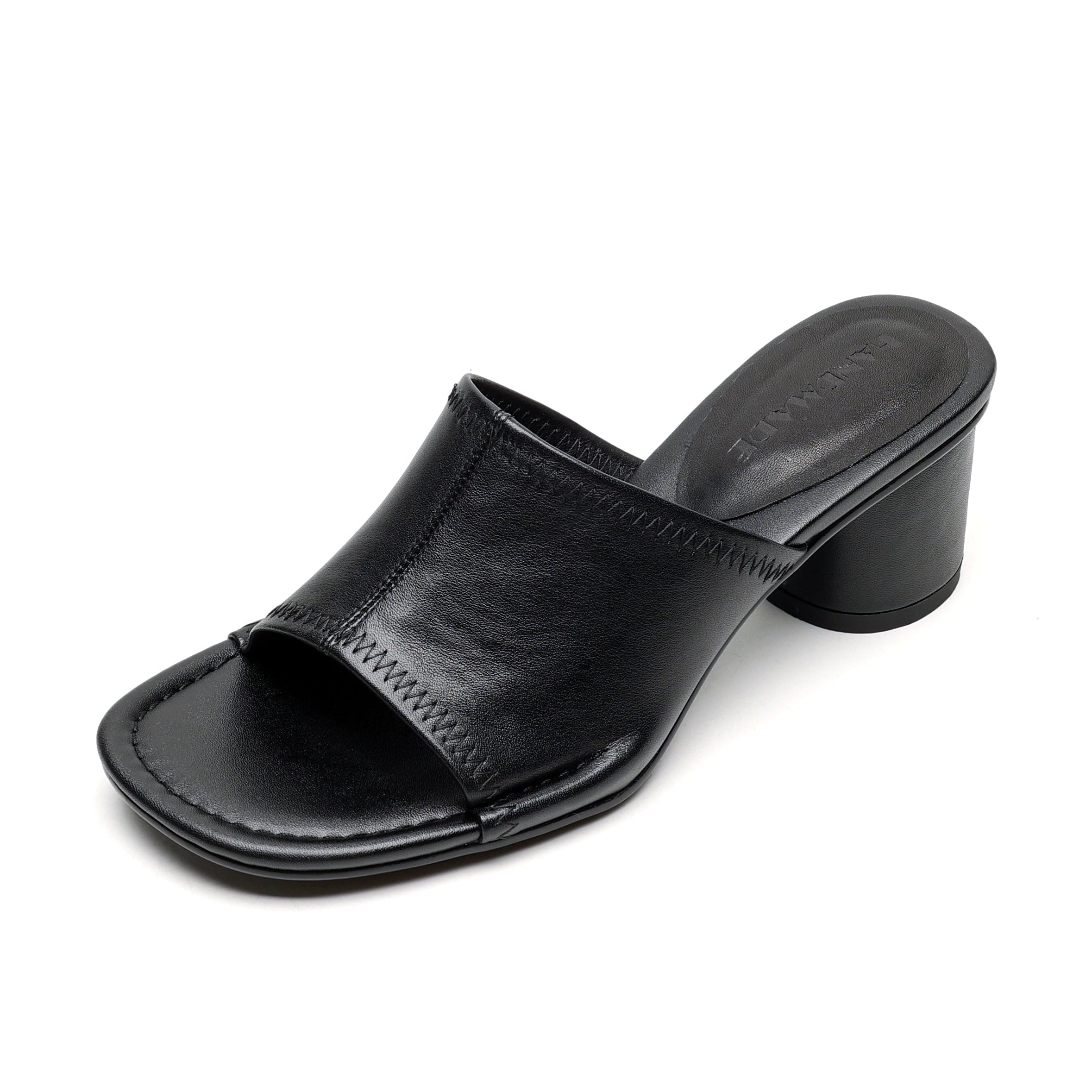 Camilla | Women's synthetic leather Block Heel Mules - Open-Toe Summer Sandals