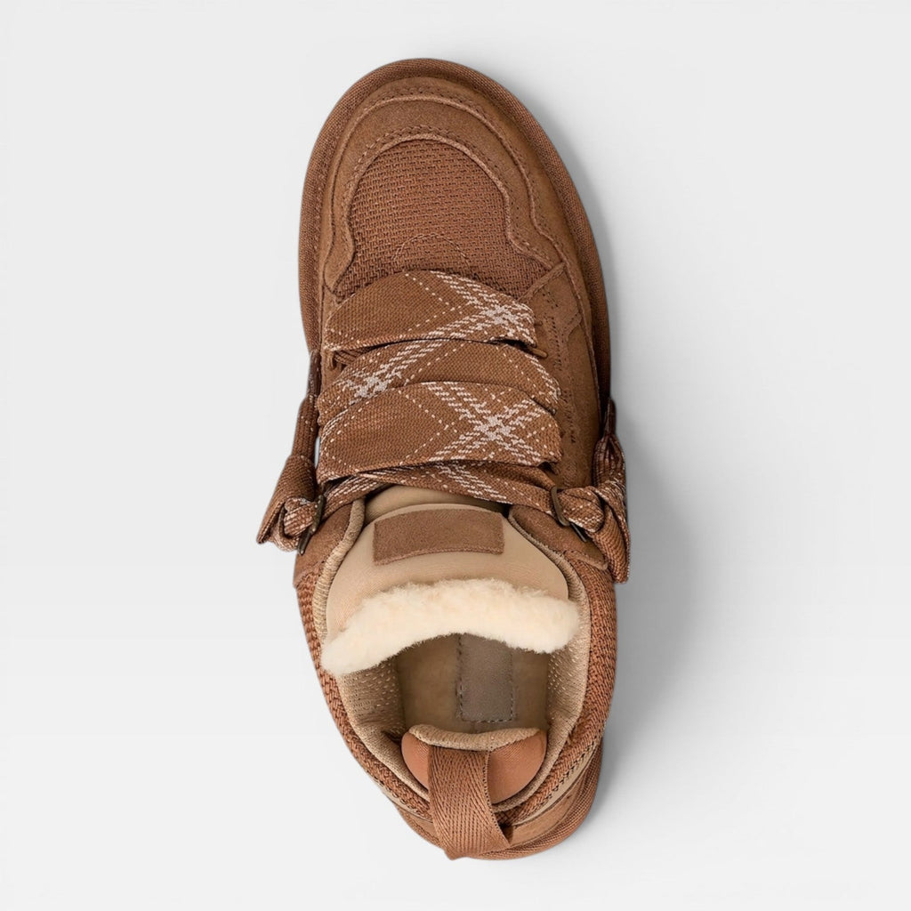 Rosamund | Women's Shearling Lined faux suede Trainers - Cozy Chunky Sneakers