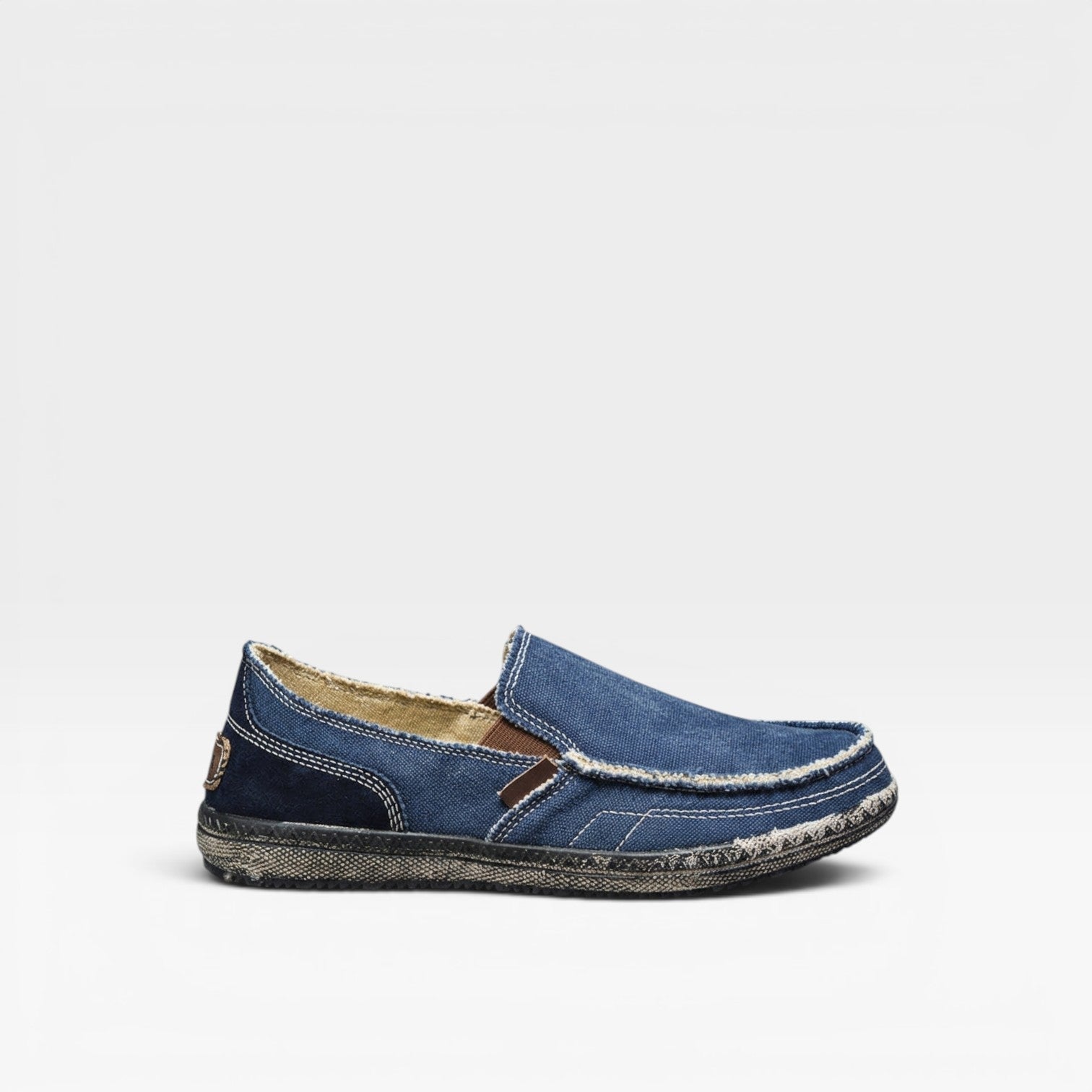 Mason | Men's Canvas Slip-On Loafers – Distressed Moccasin Shoes for Everyday Wear
