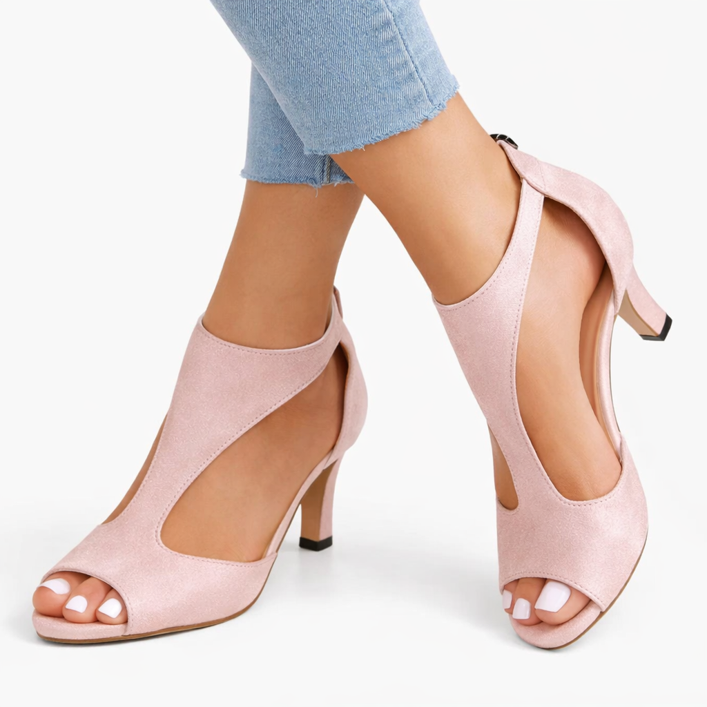 Cassia | Women's Cut-Out Heeled Sandals - Cushioned Occasion Shoes