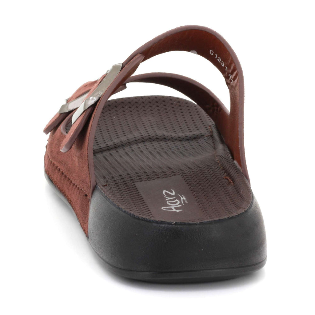 Lawrence | Men's Faux Leather Double Strap Buckle Sandals - Slip-On Slide Sandals