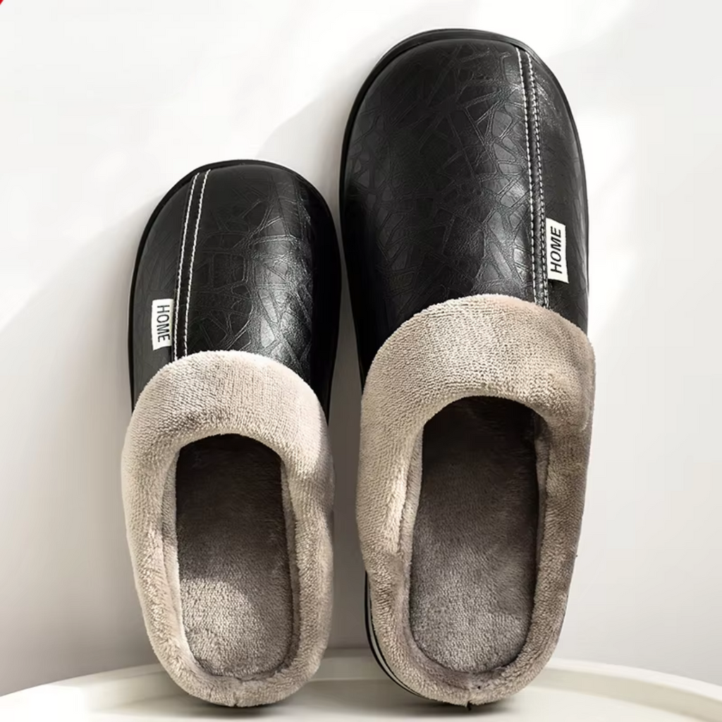 Herbert | Men's Leather-Look Cushioned Slides - Comfort Home & Poolside Sliders