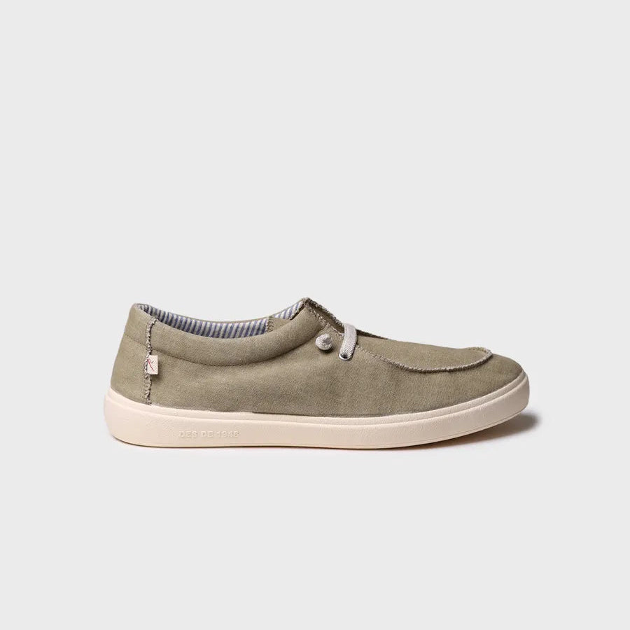 Caspian | Men's Cotton Lace-Up Shoes - Washed Khaki Espadrille-Style Trainers