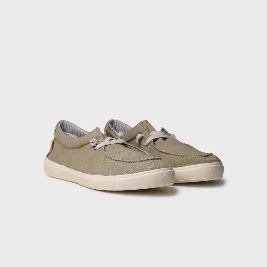 Caspian | Men's Cotton Lace-Up Shoes - Washed Khaki Espadrille-Style Trainers