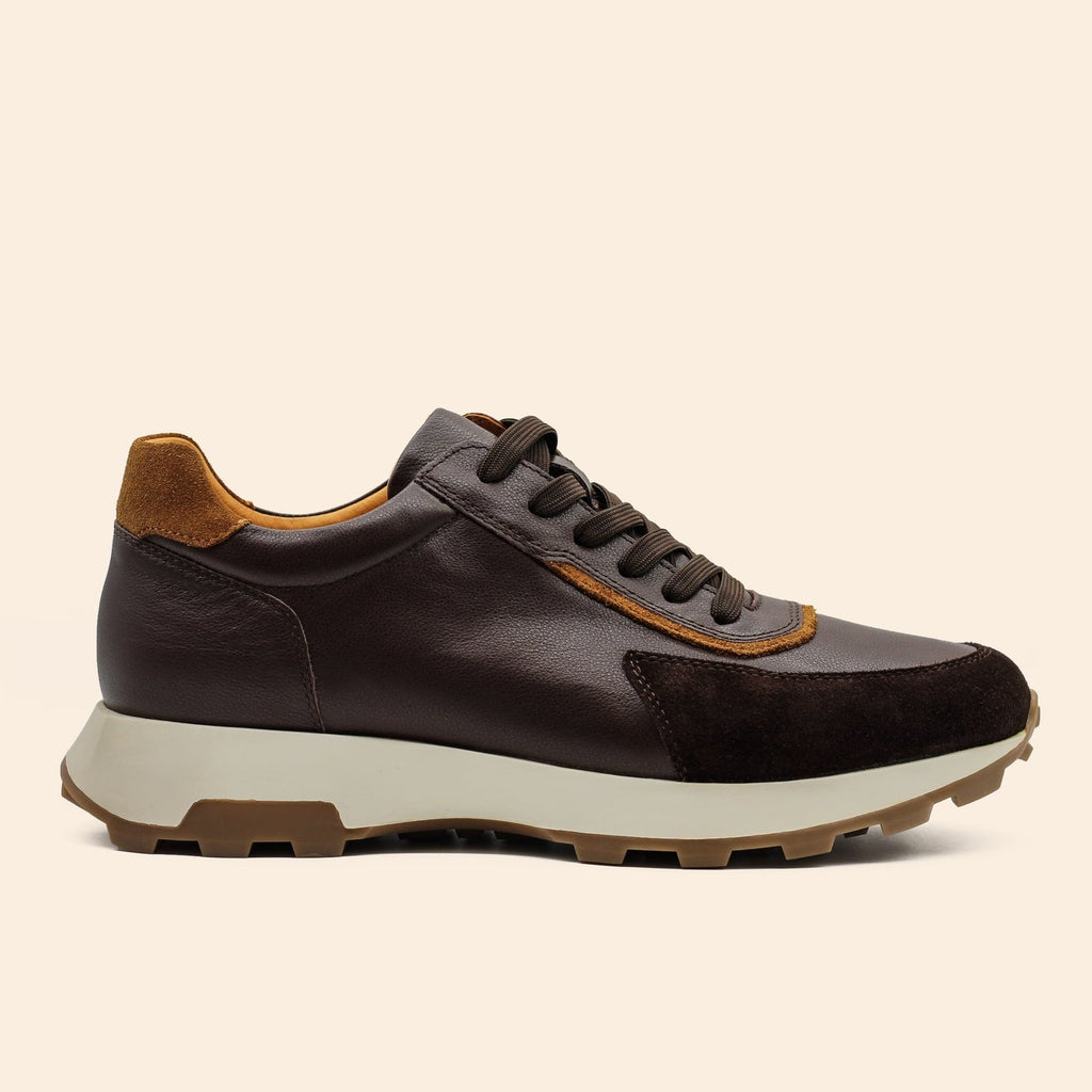 Dominic | Men's faux leather & suede-look Trainers - Lace-Up Cleated Sole Trainers