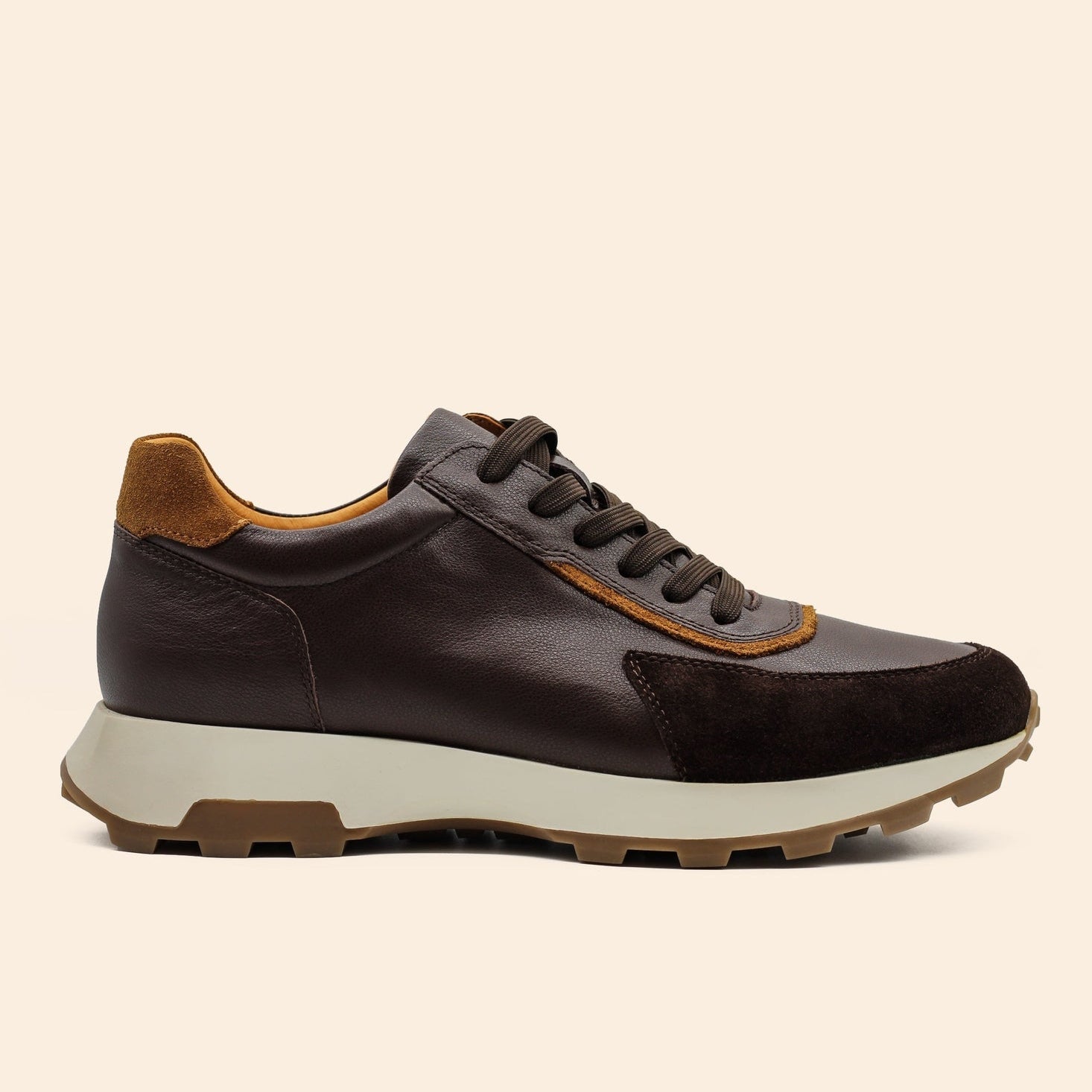 Dominic | Men's faux leather & suede-look Trainers - Lace-Up Cleated Sole Trainers