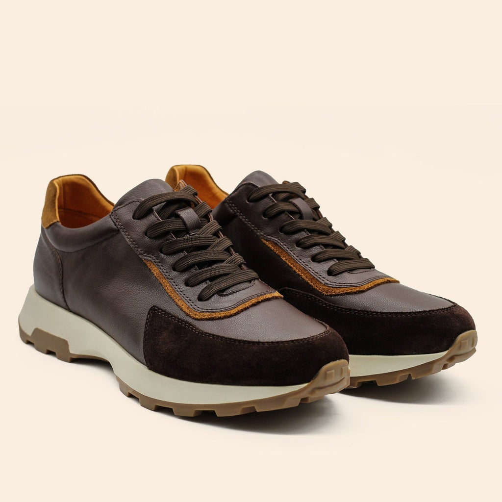 Dominic | Men's faux leather & suede-look Trainers - Lace-Up Cleated Sole Trainers