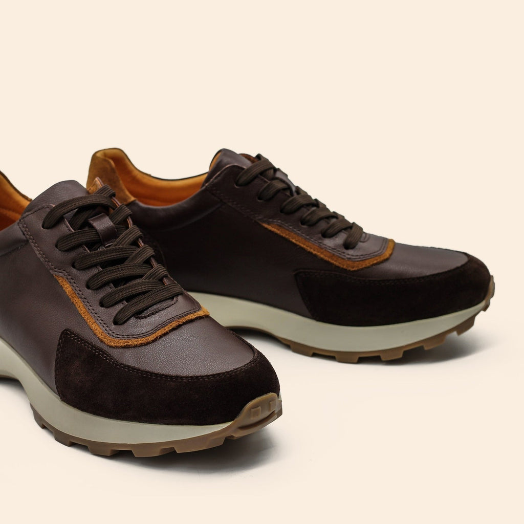 Dominic | Men's faux leather & suede-look Trainers - Lace-Up Cleated Sole Trainers