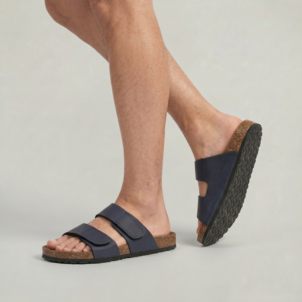 Theo | Men's Double Strap Slides – Adjustable Open-Toe Sandals
