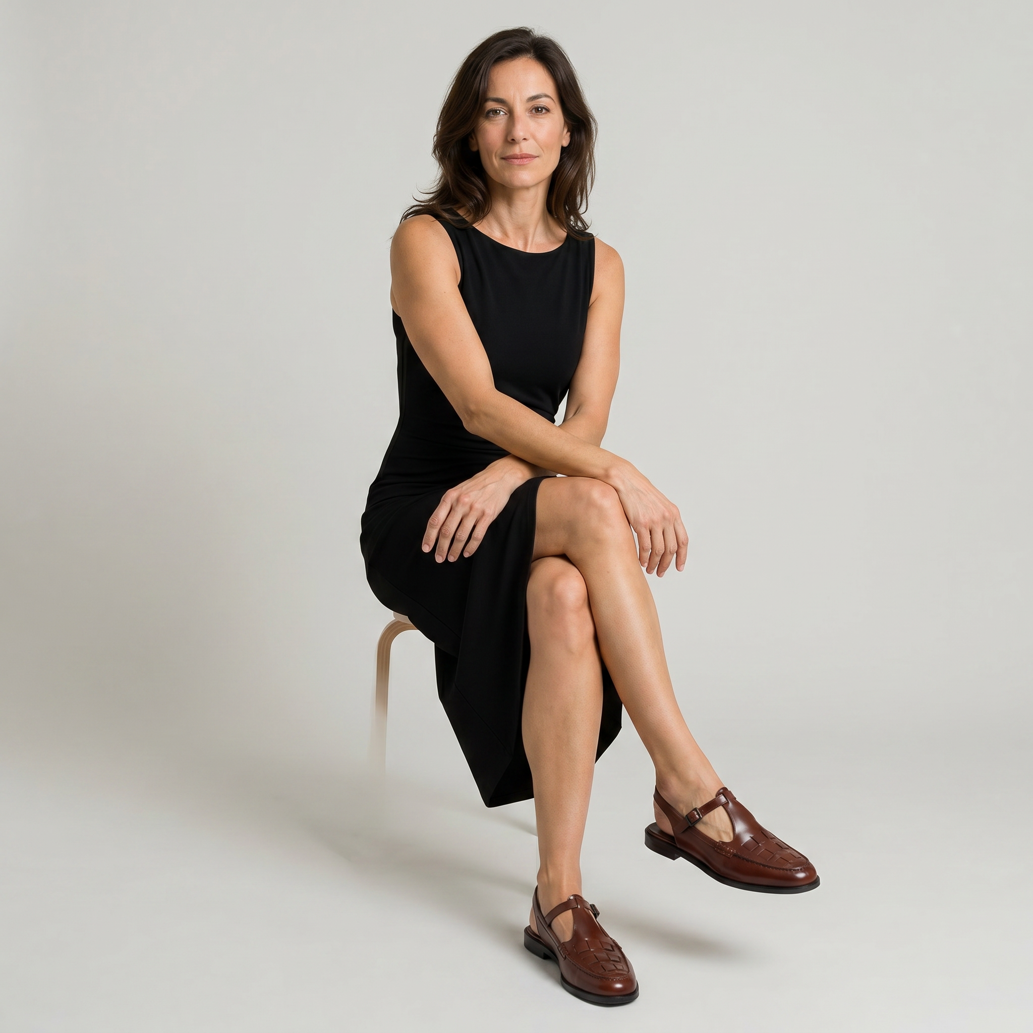 Wren | Women's Woven Leather-look Slingback Sandals - Flat Buckle Closed-Toe Sandals