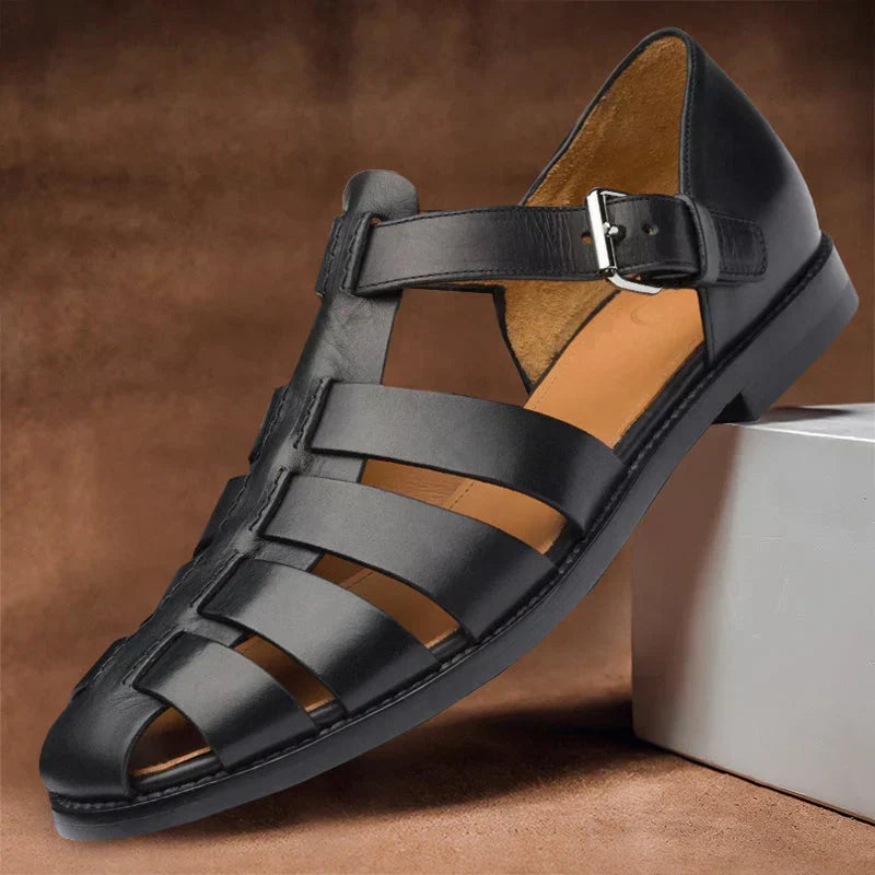 Rowan | Men's Leather-Look Sandals - Adjustable Strap Summer Sandals