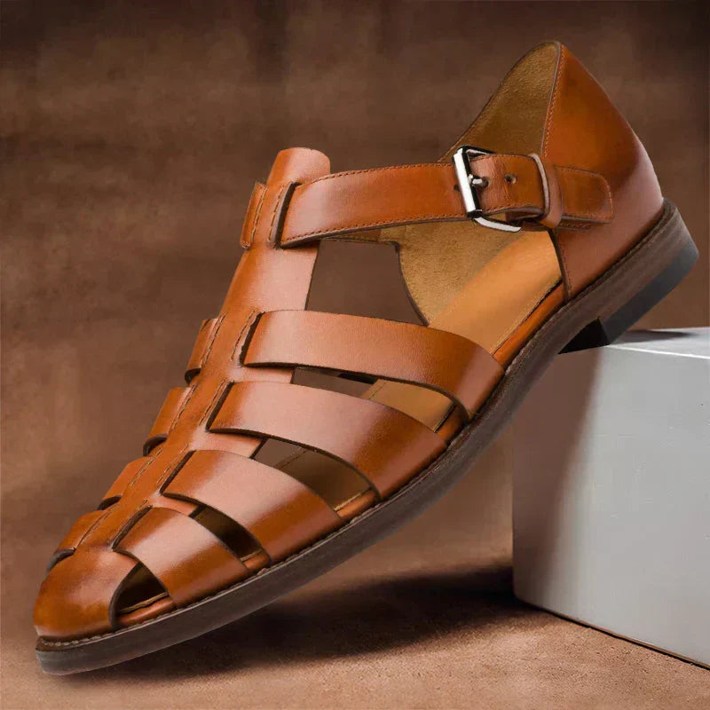 Rowan | Men's Leather-Look Sandals - Adjustable Strap Summer Sandals
