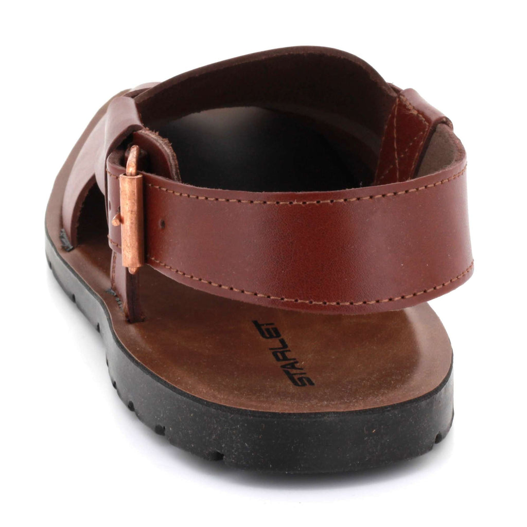 Kenneth | Men's Faux Leather Peshawari Sandals - Cross-Over Strap Ethnic Sandals