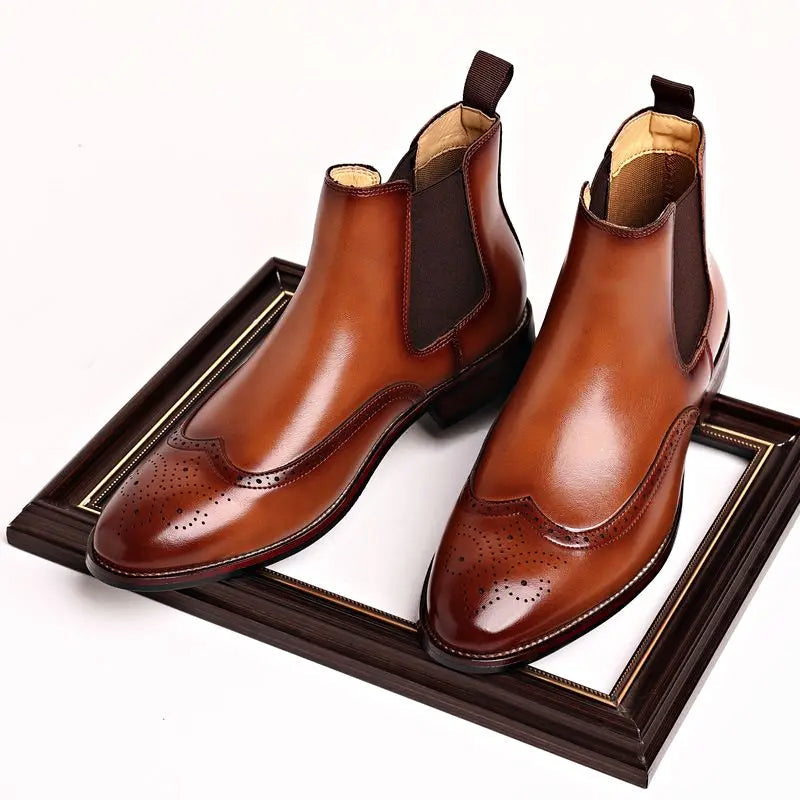 Duncan | Men's Faux Leather Chelsea Boots - Elastic-Panel Ankle Boots for Autumn & Winter