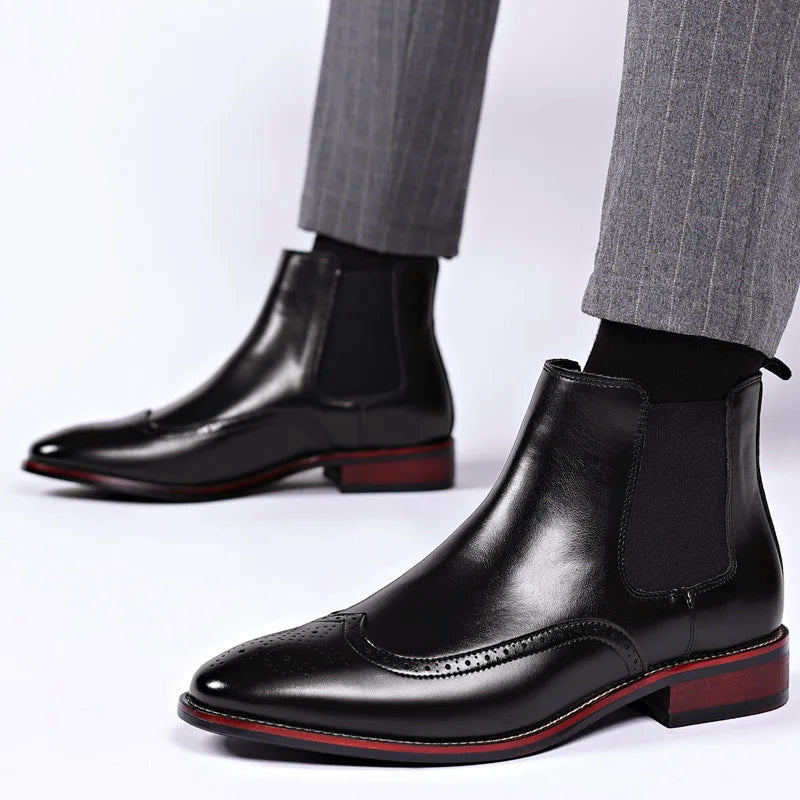 Duncan | Men's Faux Leather Chelsea Boots - Elastic-Panel Ankle Boots for Autumn & Winter