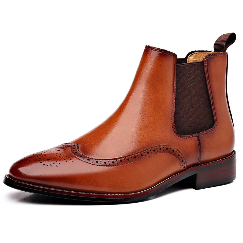 Duncan | Men's Faux Leather Chelsea Boots - Elastic-Panel Ankle Boots for Autumn & Winter