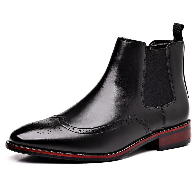 Duncan | Men's Faux Leather Chelsea Boots - Elastic-Panel Ankle Boots for Autumn & Winter