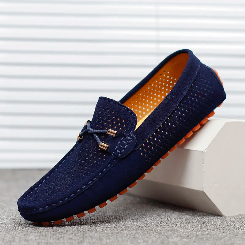 Ambrose | Men's Slip-On Loafers with Perforated Detail - Casual and Smart Loafers